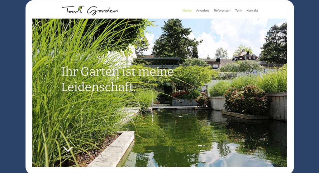 Website Referenz Toms Garden